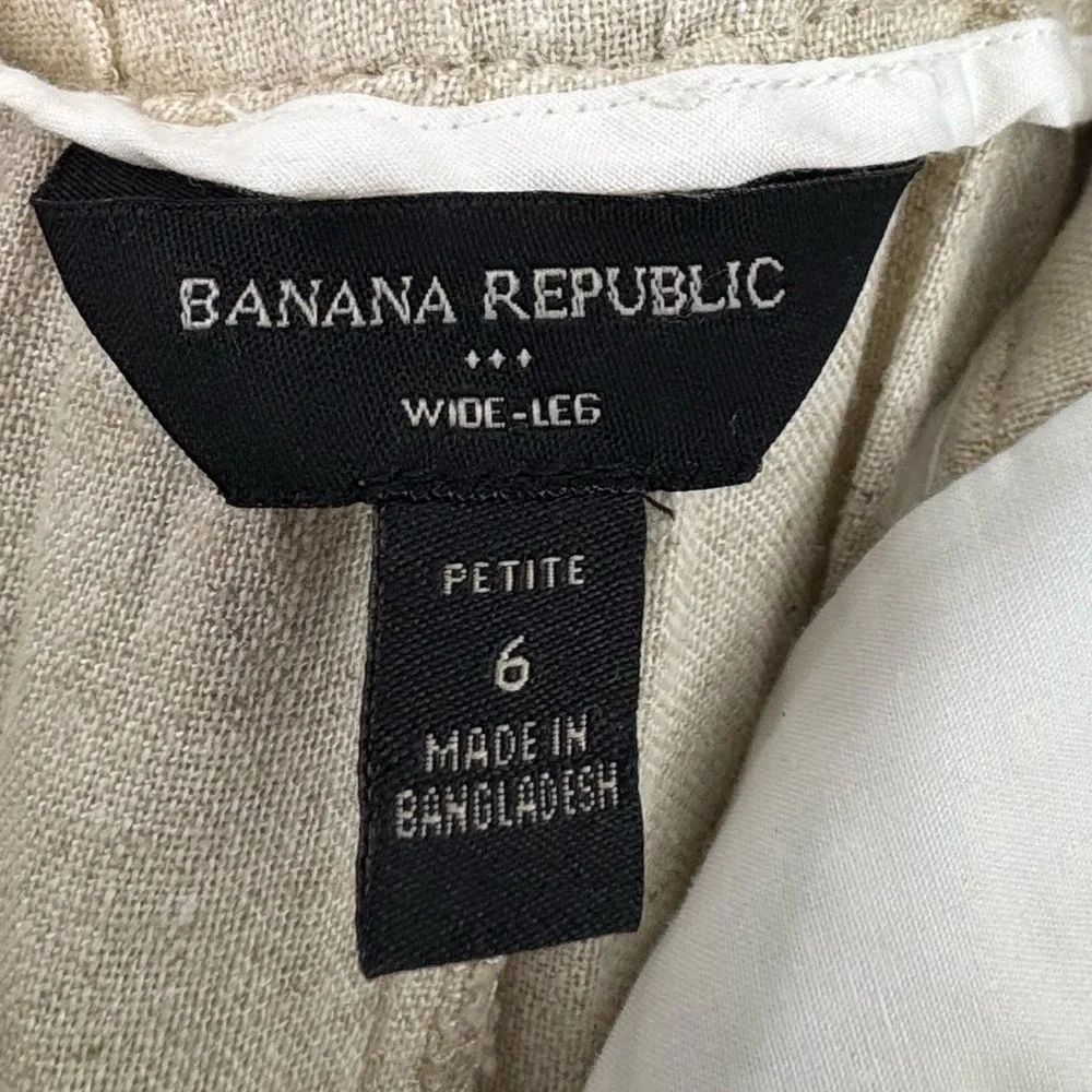 Banana Republic Linen-Blend Wide-Leg Pants w/ Belt Women's Petite 6